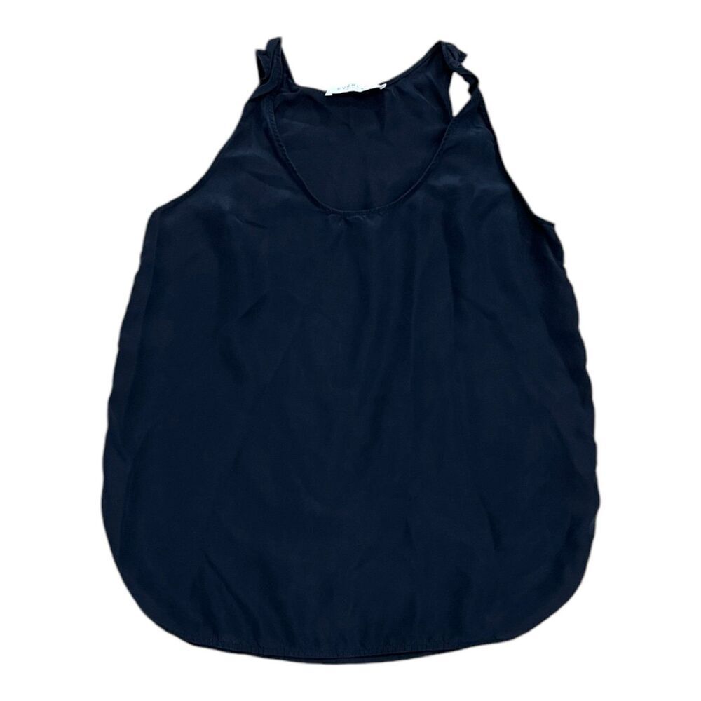 Everlane Navy Elevated Basic Crewneck Silk Rounded Tank Top XS